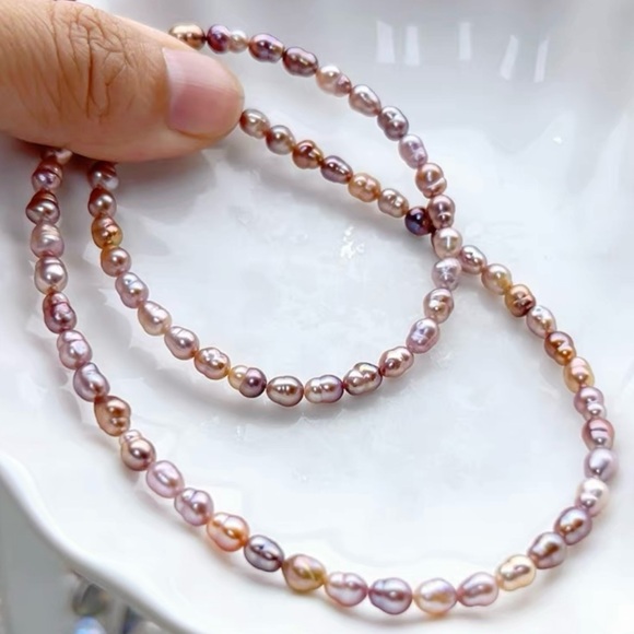 Wild Pearl Jewelry - J1- A set of Metallic Natural Baroque Pearl Necklace & Pendant